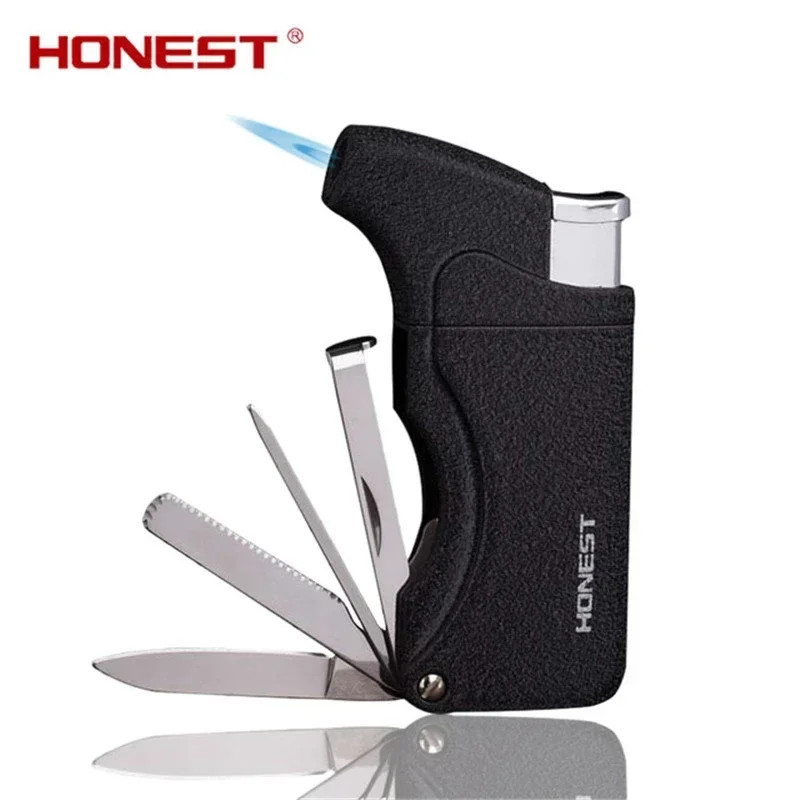 Multifunctional Cigar Lighter Windproof Jet Flame Butane Pipe Tool Portable