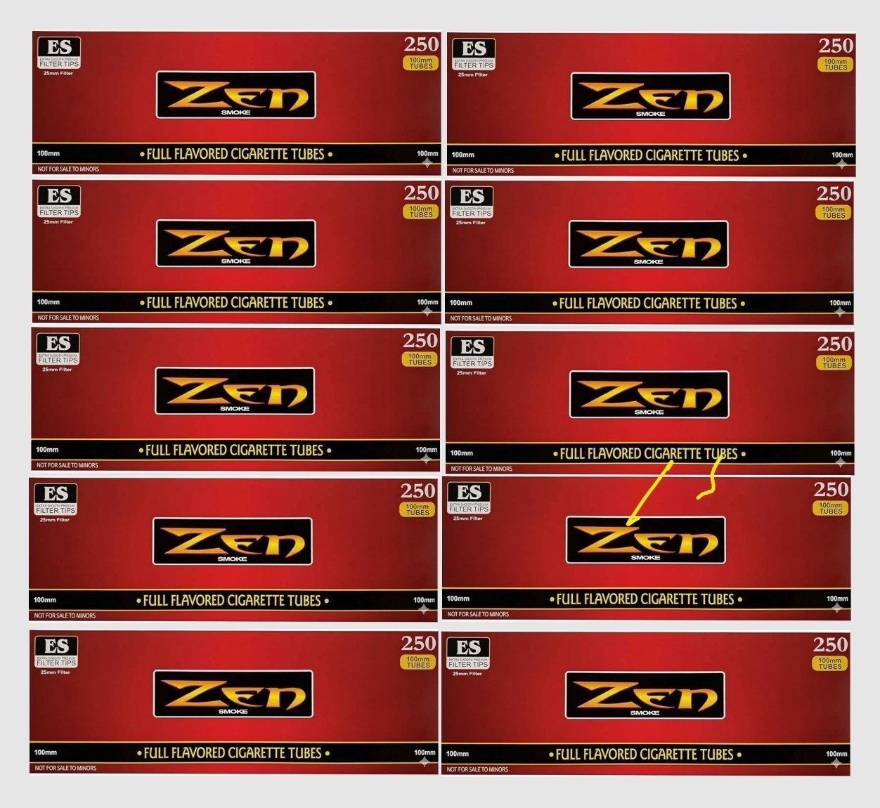 Zen 100mm Full Flavor Cigarette Tubes 2500 Count (10 Boxes of 250)
