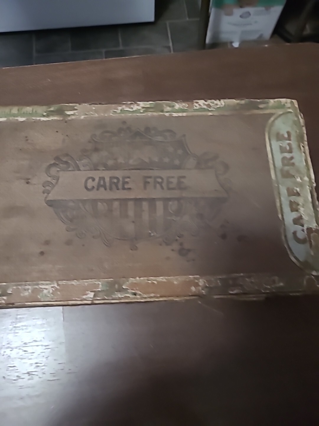 Care Free Cigar Box Wooden 1917 Tax Stamp 100 Pottsville Pa Jacob Schoen