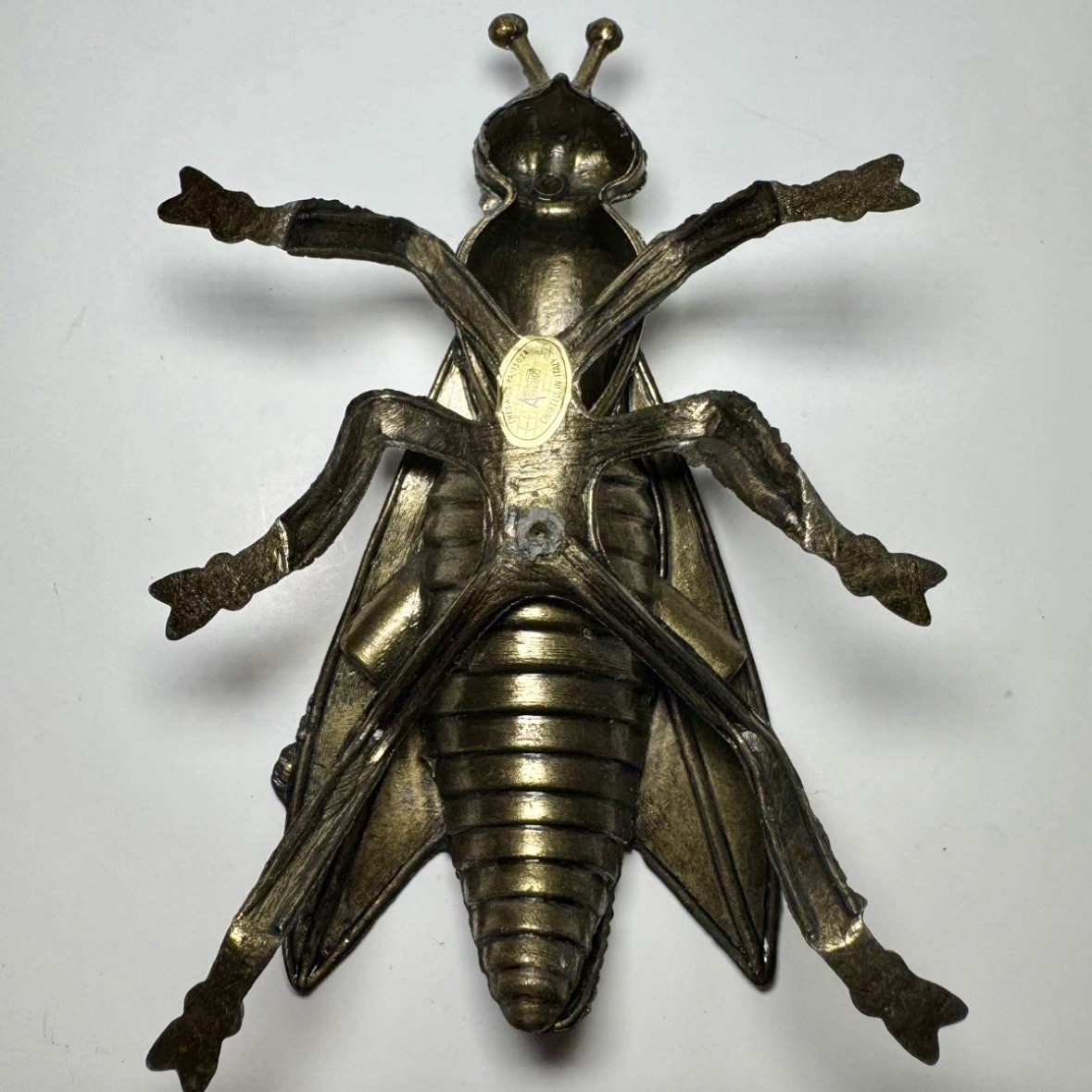 Vintage Brass Fly Ashtray Trinket Box Hinged Wings Insect 8” – Crafted in Italy