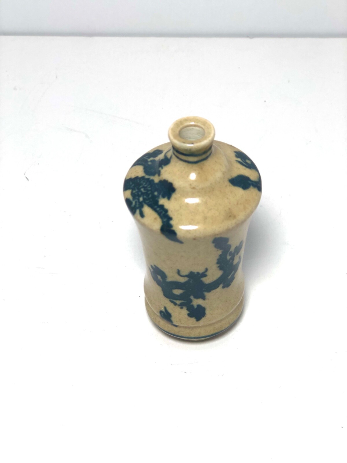 Chinese Antique Yellow Black Dragon Cloud Porcelain Rare Snuff Bottle Vase 3.5”