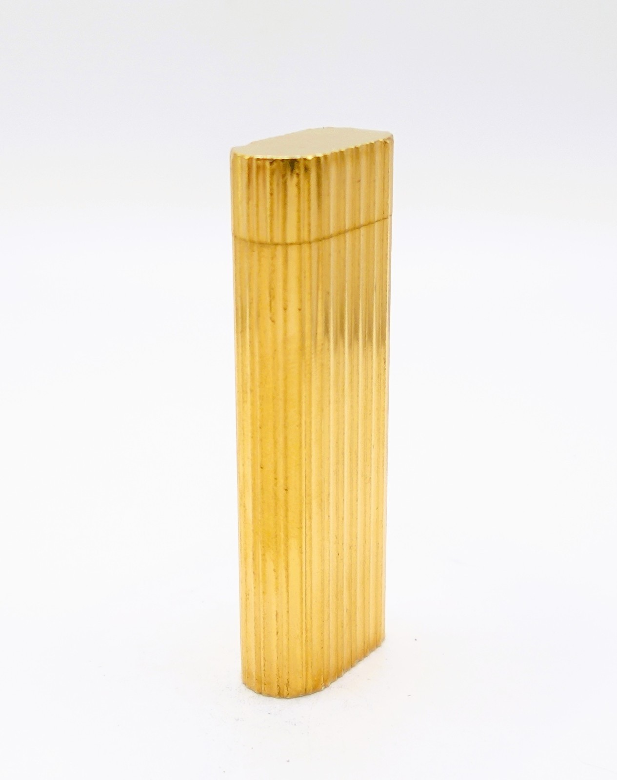 Cartier Vintage Oval shape WORKING Gold Plate Fluted Double Stripe Pattern 1980s