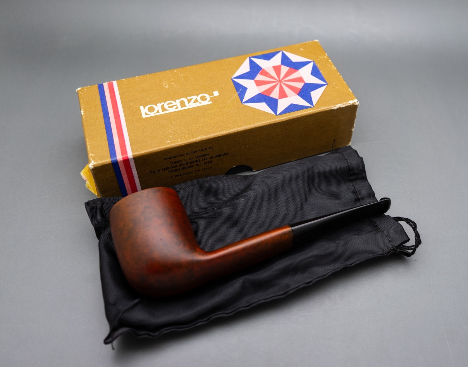 Lorenzo Large Oval Shank Billiard Pipe – NOS/Unsmoked In Original Box with Sock
