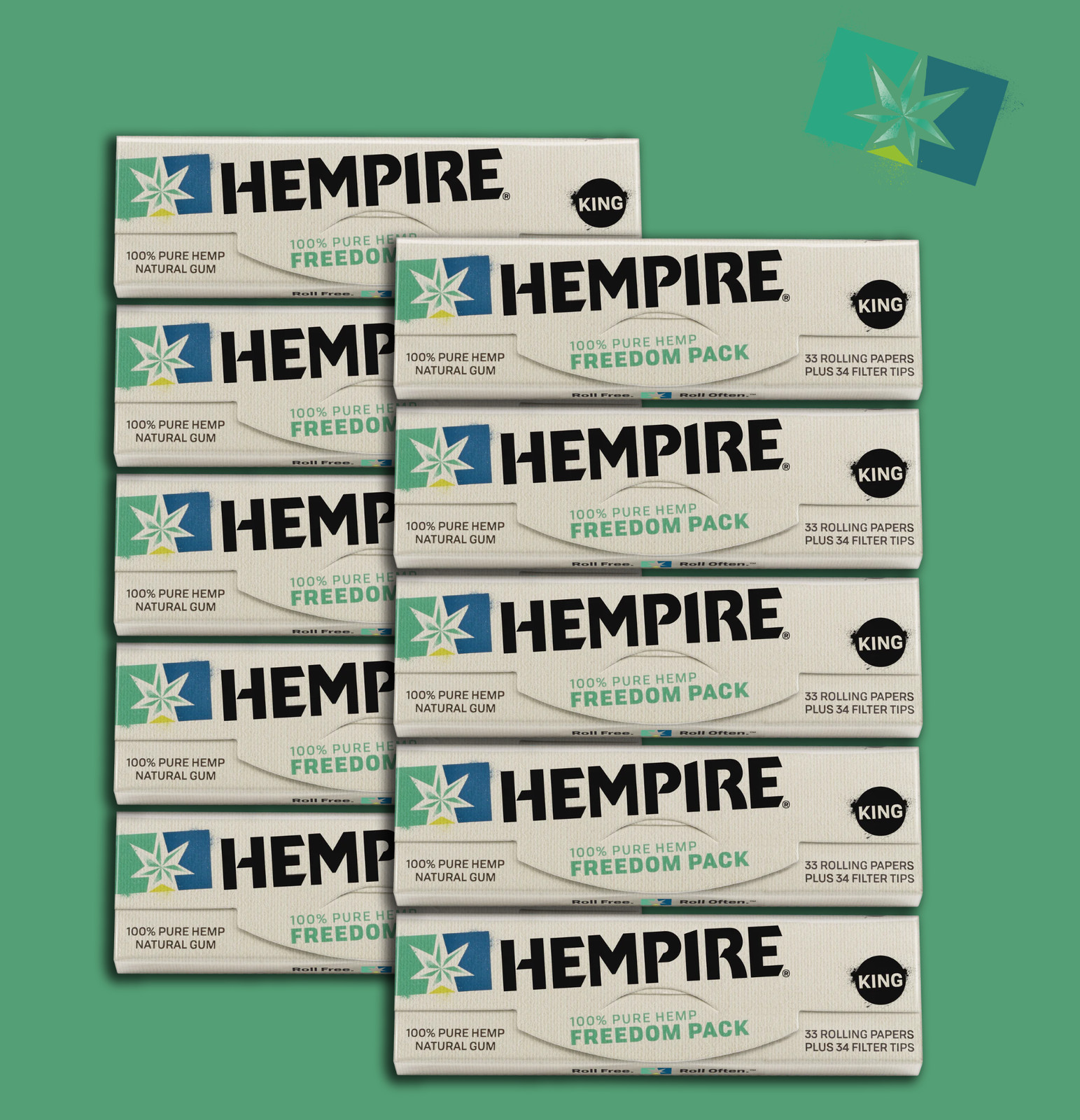 Hempire Freedom Packs King Size Hemp Rolling Paper with Tips (10 Pack)