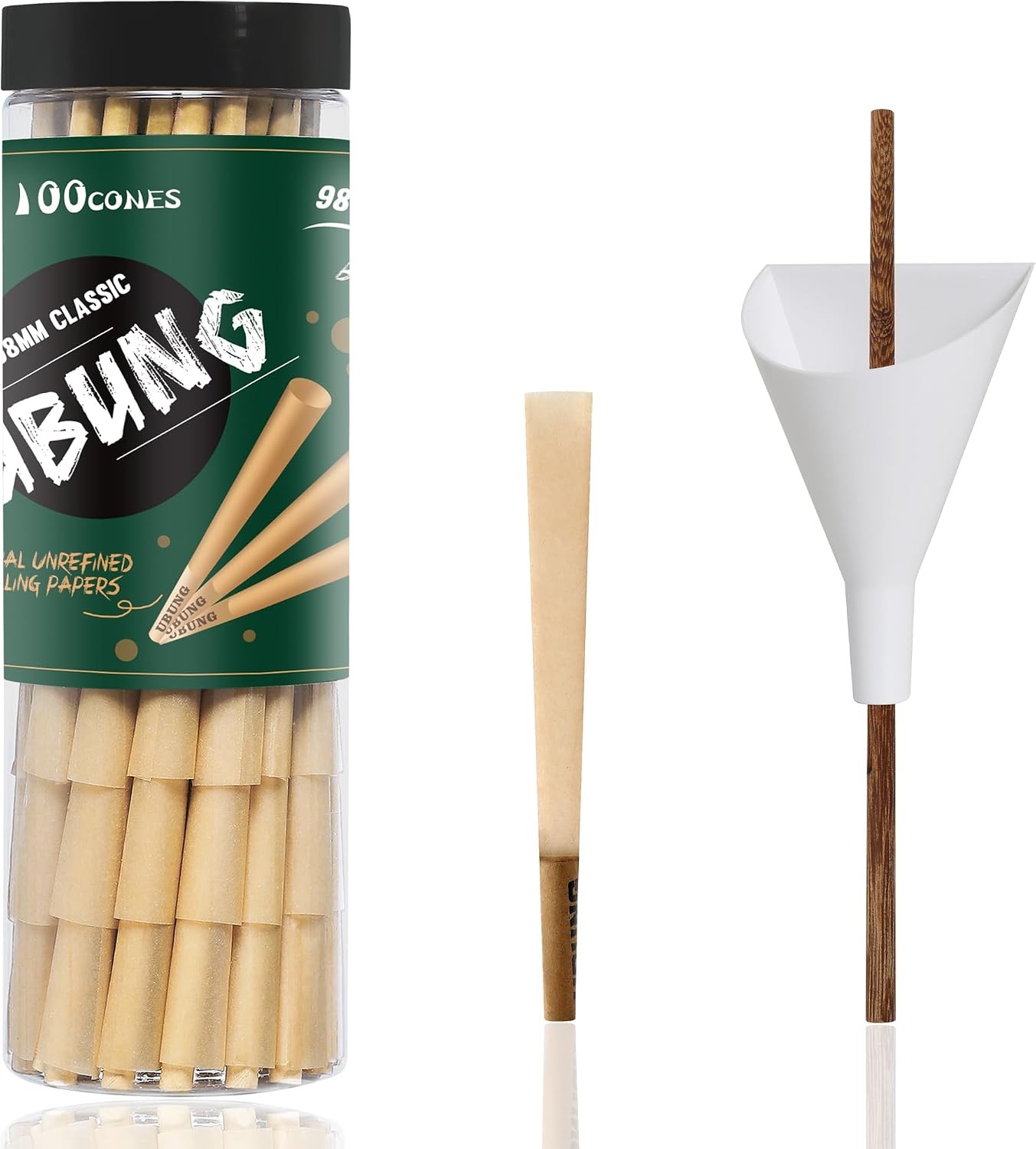 100 Pcs 98 Size Cones, Brown 98 Special Size Pre Rolled Cones With Tips Includes