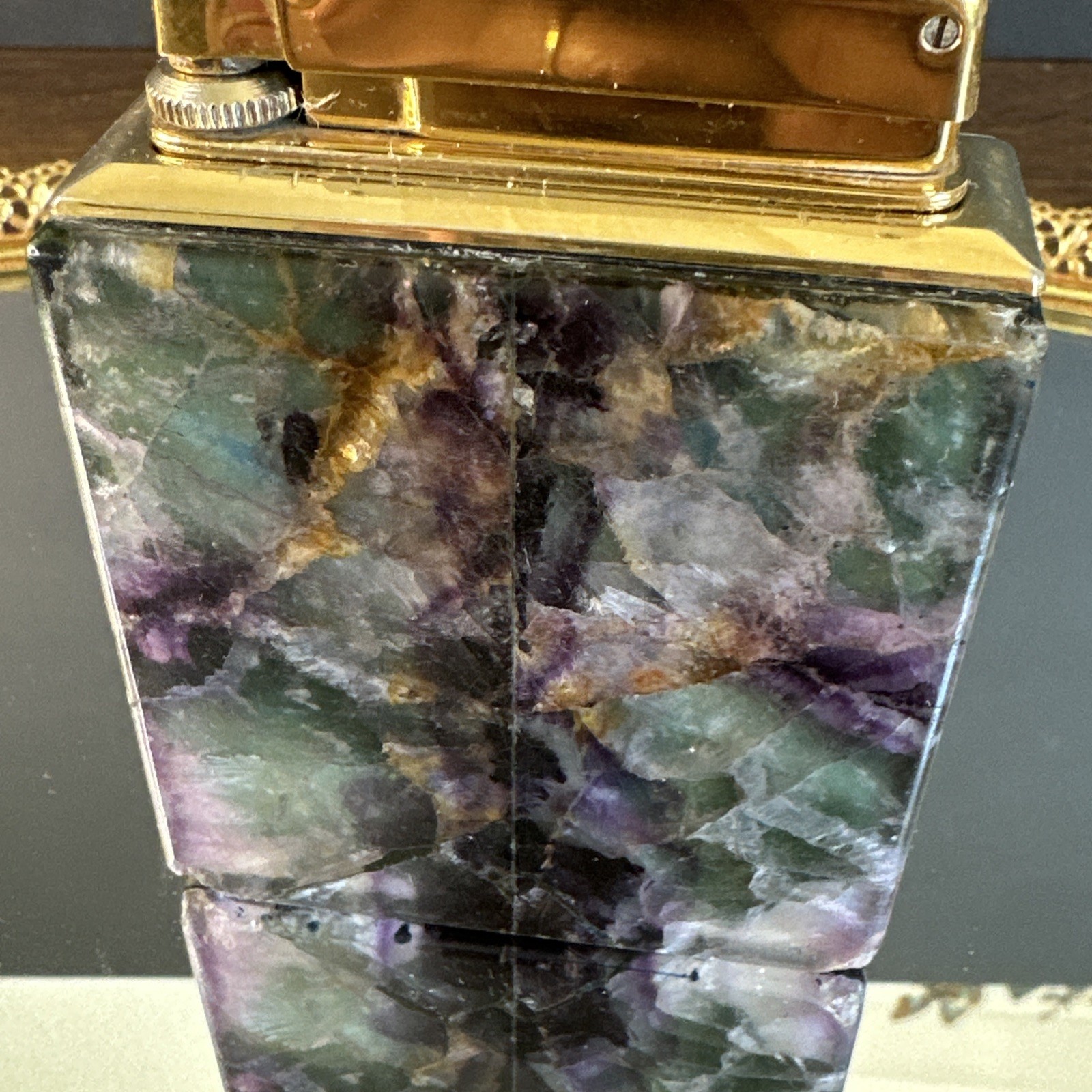 Rowenta Fluorite Table Lighter Germany Rare Not Tested Vintage Stone Art Deco