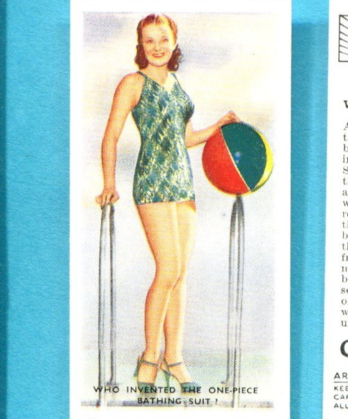 1939 CARRERAS LTD. DO YOU KNOW? TOBACCO CARD #5 ONE PIECE BATHING SUIT