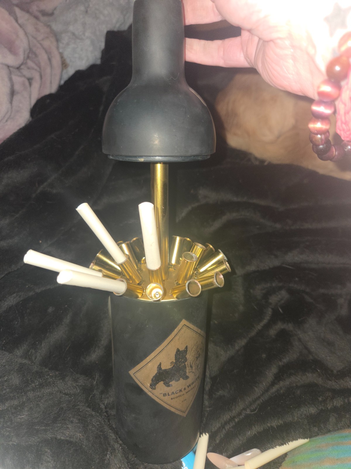 Antique ultra rare bakelite bottle shaped cigarette dispenser/lighter/music box