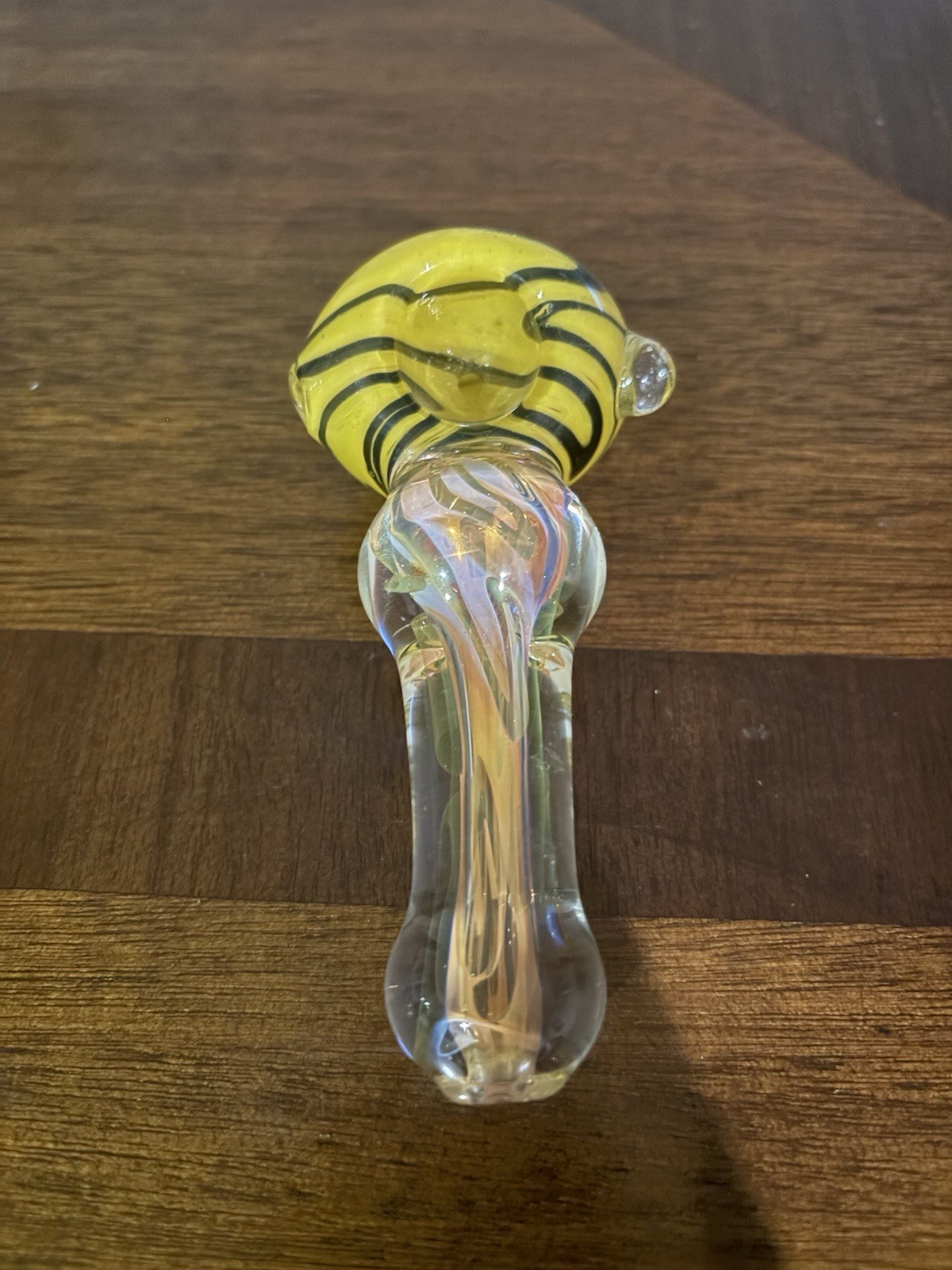 3” Glass Hand Pipe Black & Yellow Swirl