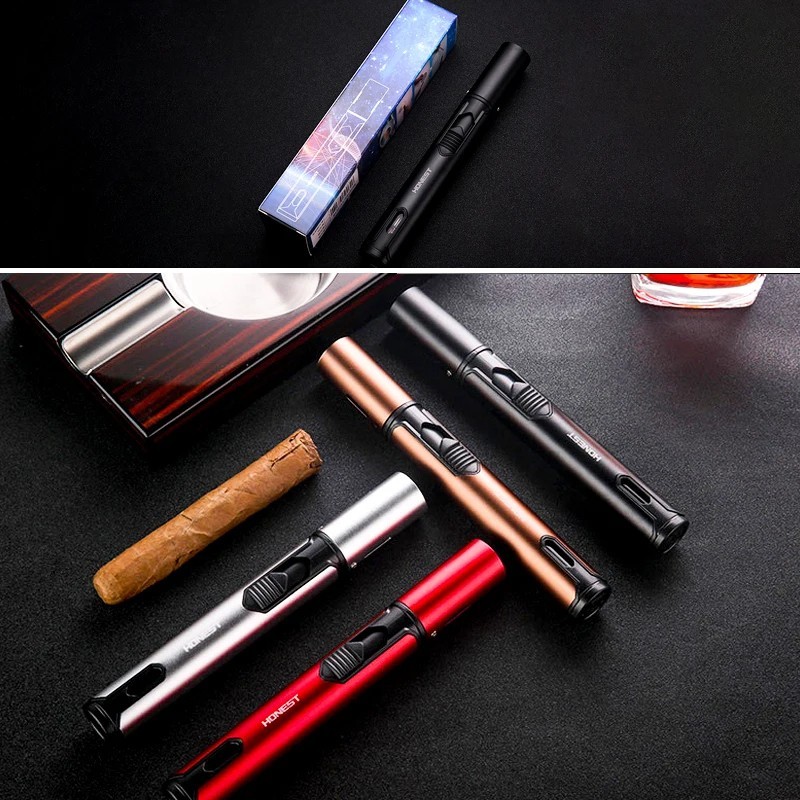 New HONEST Metal Torch Windproof Lighter Refillable Pen Lighter Jet Flame Butane