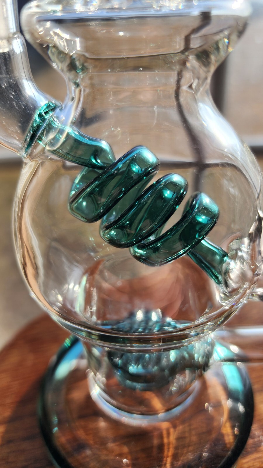 Coil Design Borosilicate Water Pipe With 14mm Bowl – New – 8.5 In. – Teal