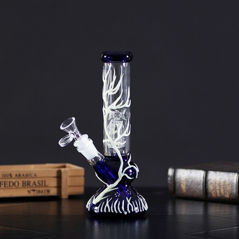 10″ Glow in the Dark Glass Bong Water Pipe Hookah Smoking Bong With Bowl