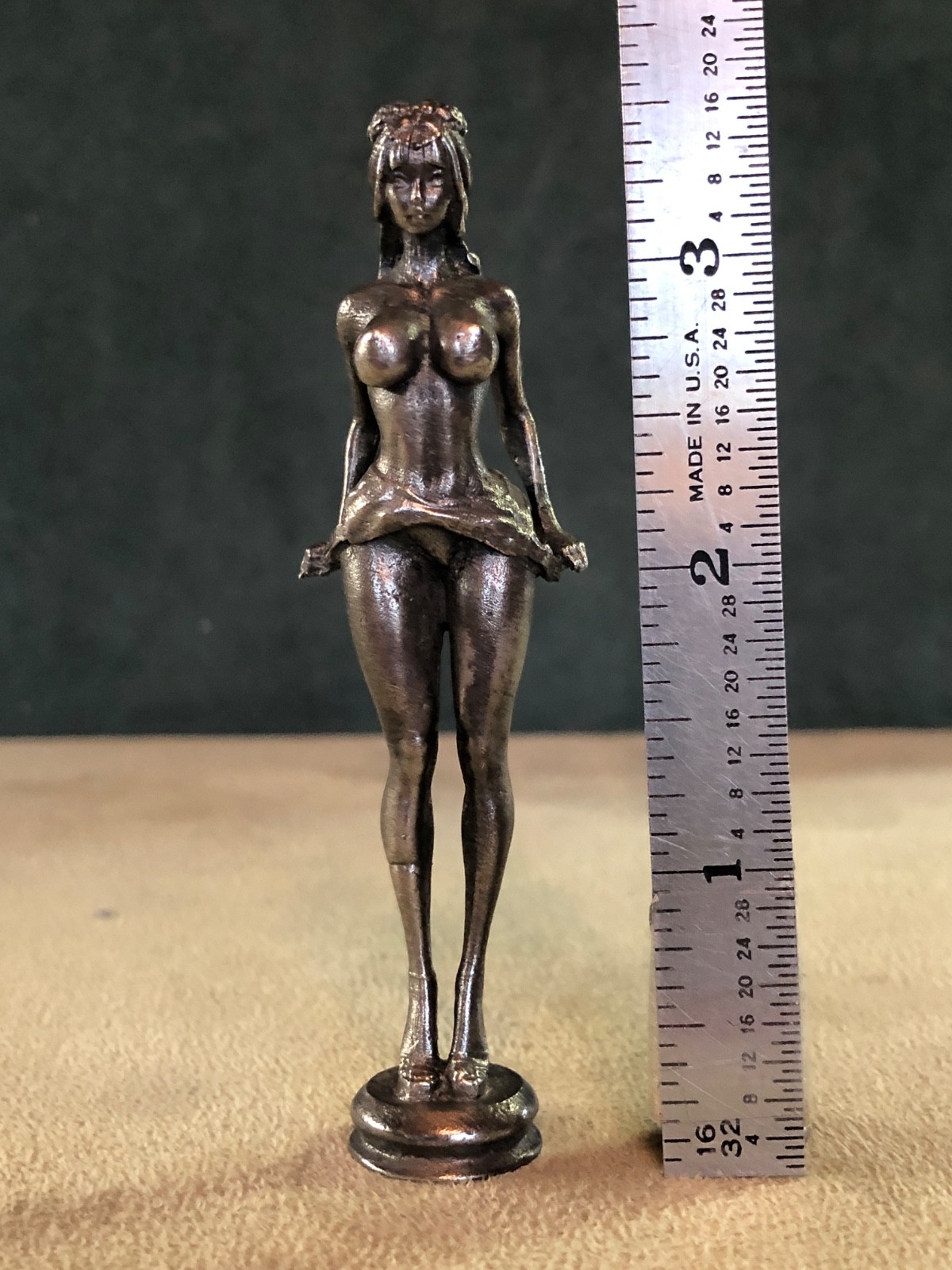 Girl Removing Swimsuit Pipe Tamper, Solid Fine Pewter