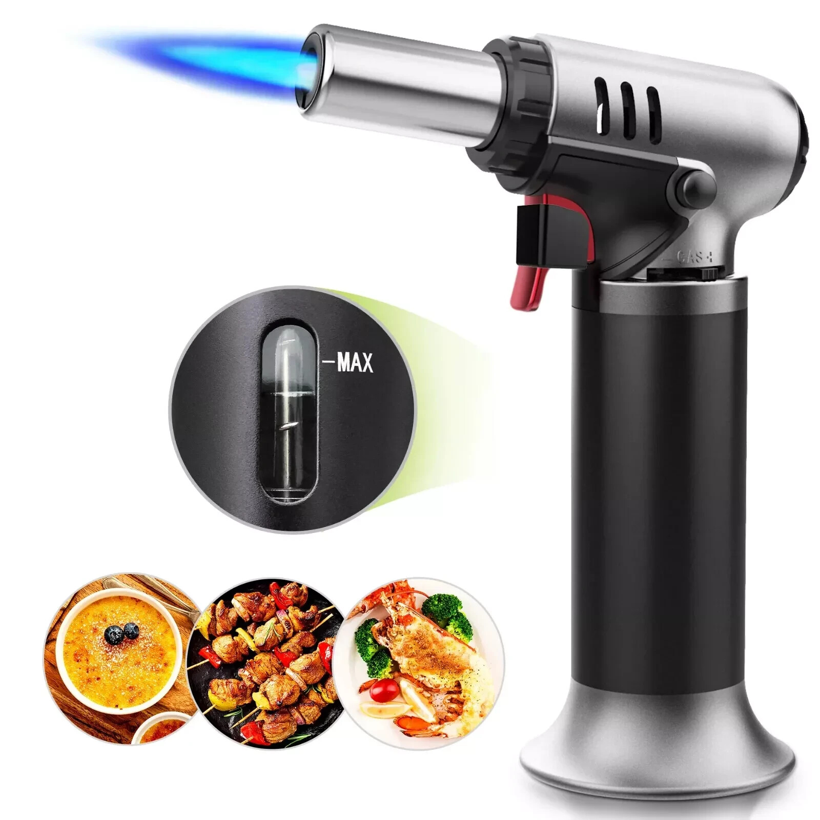 Homitt Butane Torch with Fuel Gauge, Refillable Soldering Cooking Torch Lighter