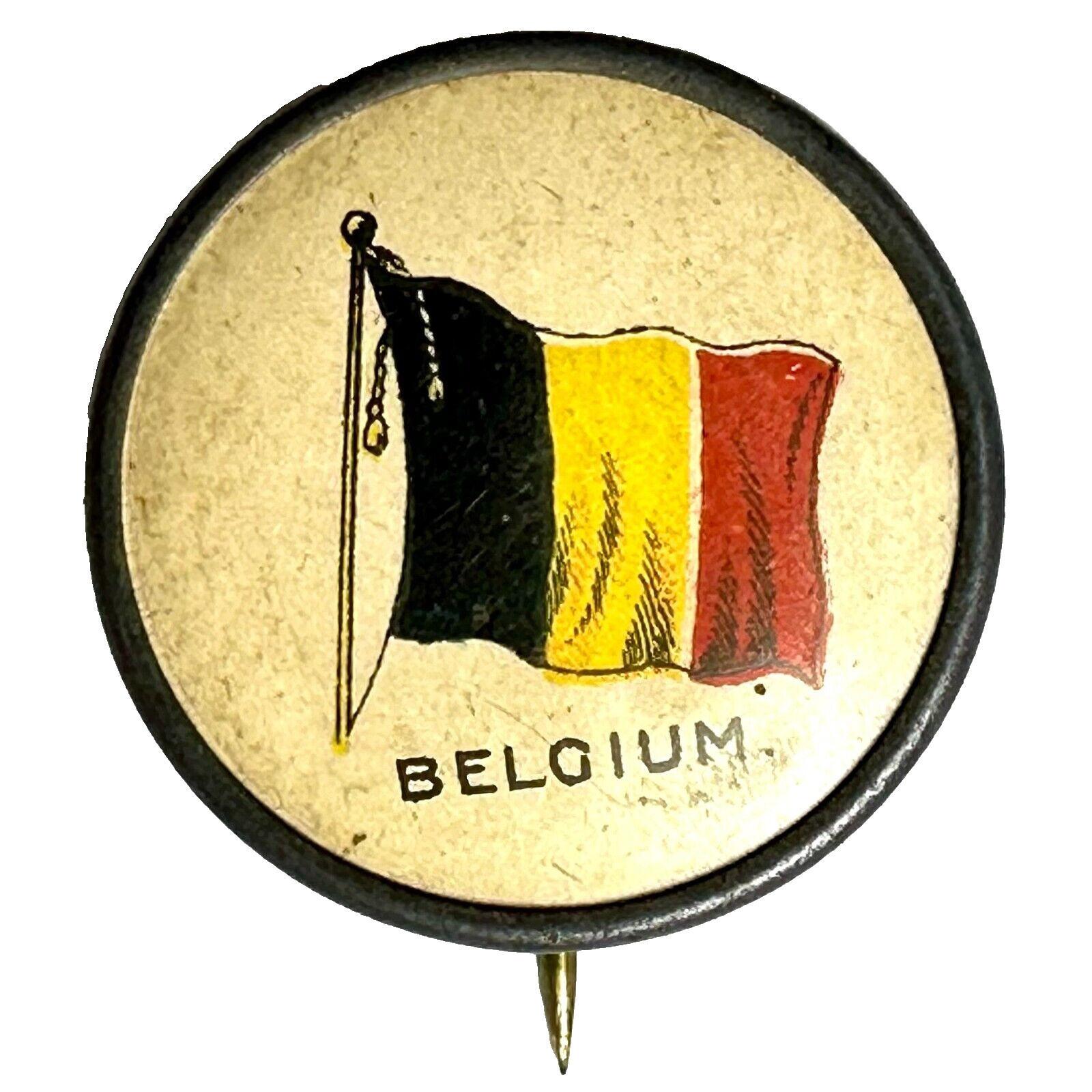 1896 BELGIUM Flag Sweet Caporal 7/8″ Celluloid Advertising Pinback Q152