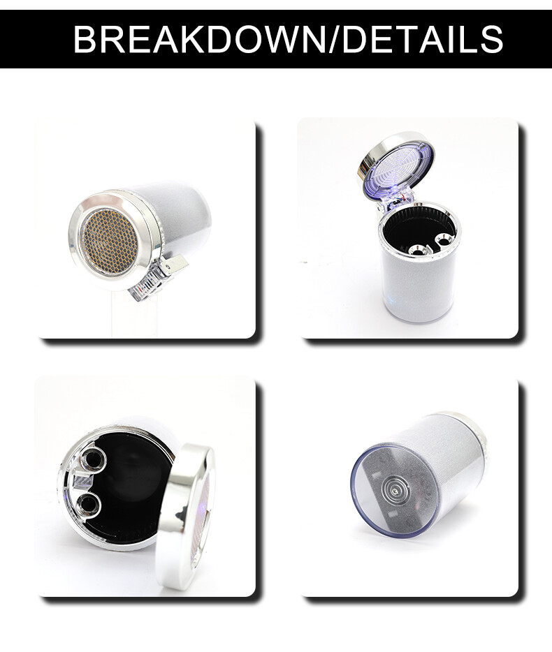 Car Ashtrays Multi-Function Portable Ashtray Colorful LED Light with Air Vent US