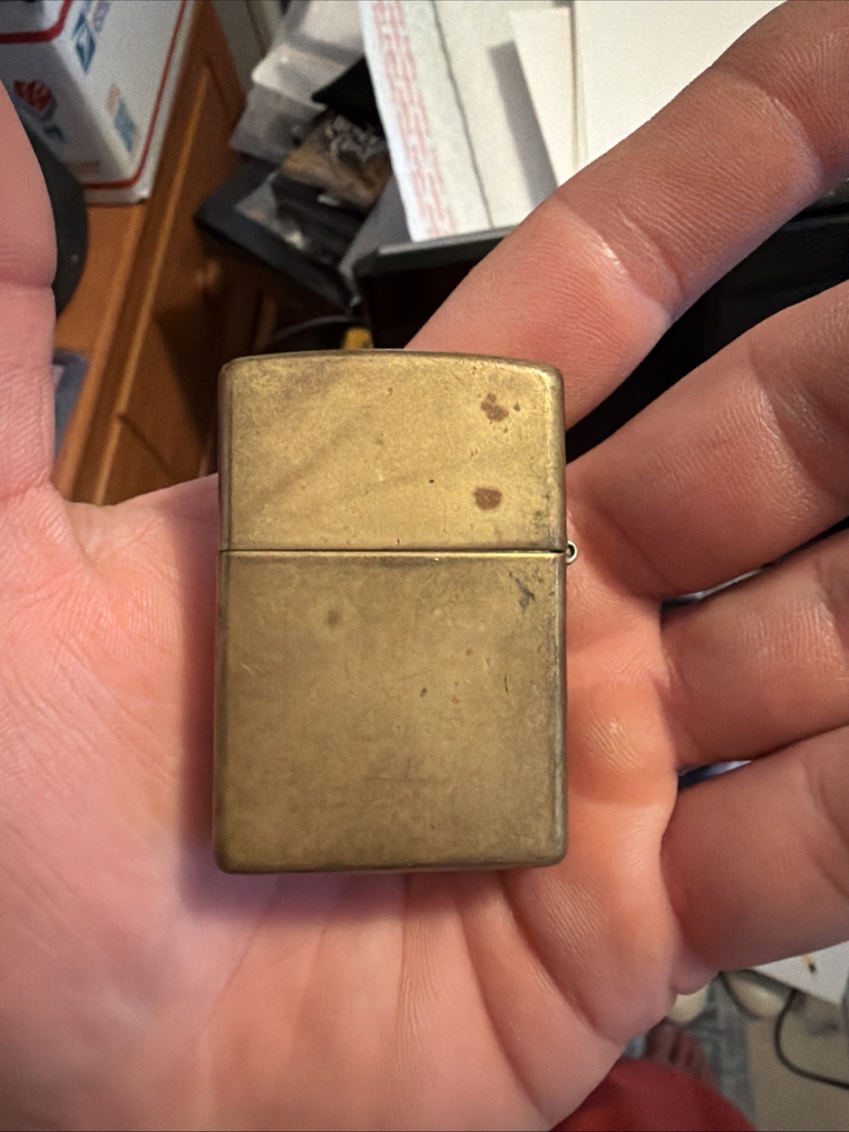 Zippo Vintage 2000 Brass Lighter XVI Flat Bottom Design Original Insert A XVI