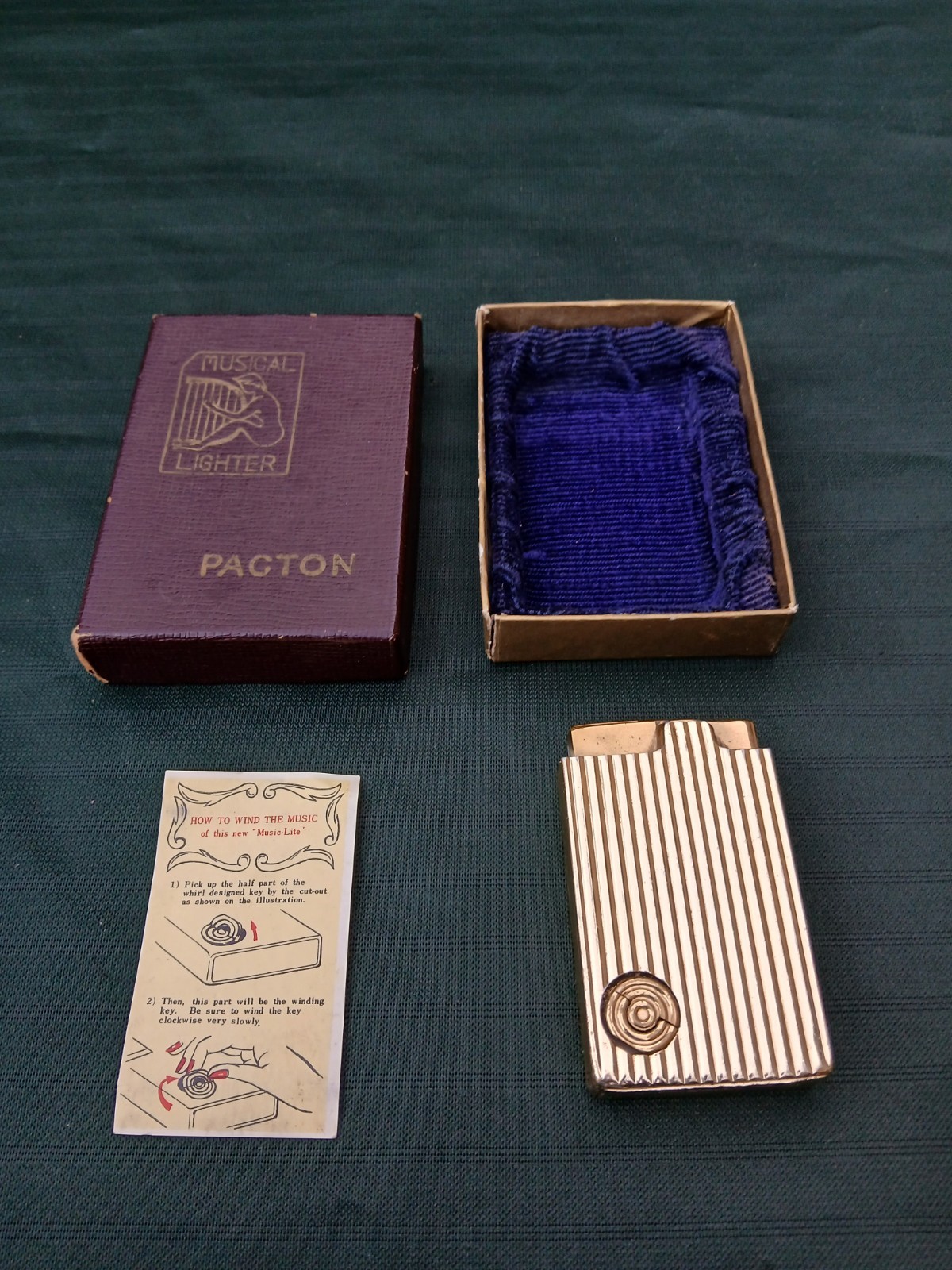 Vintage 50s Pacton Musical Cigarette Lighter Original Box (B)