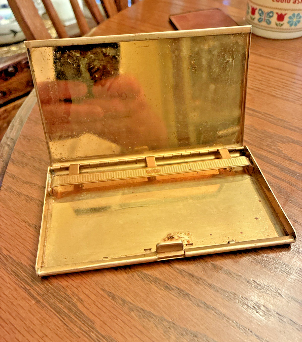 Vintage Volupte Cigarette Case Solid Gold Tone Color
