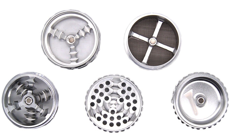 2.5 Inch 5 Piece Large Metal Dry Herbal Herb Spice Smoke Tobacco Grinder Crusher