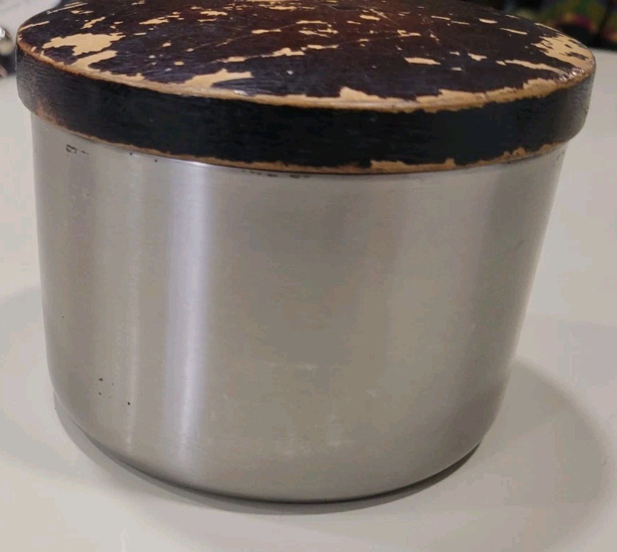 Large Mac Baren Stainless Steel Tobacco Storage Canister Stash Can Tin Wood Lid