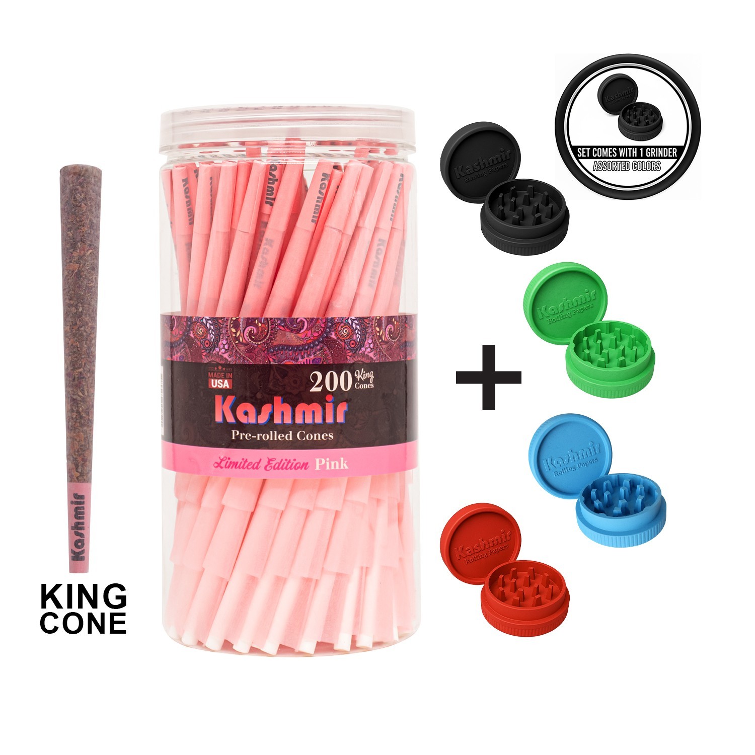 King Size Pre Rolled Cones Pink 200 Pack w/ Filter Tips Slow Burn Rolling Cones