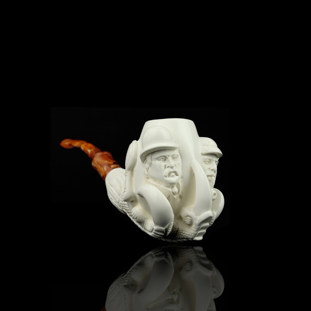 SHERLOCK HOLMES Dr Watson In Eagle Claw Pipe New Block Meerschaum W Case#288