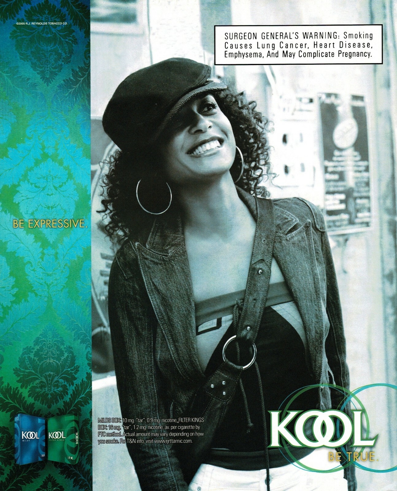 2005 KOOL Cigarettes pretty casual fashion dressed woman Vintage Print Ad