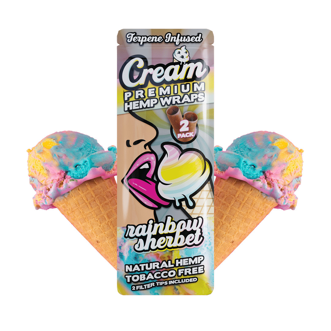 1 Pack Cream Premium Terpene Infused Wraps – Rainbow Sherbet 2 Wraps Total