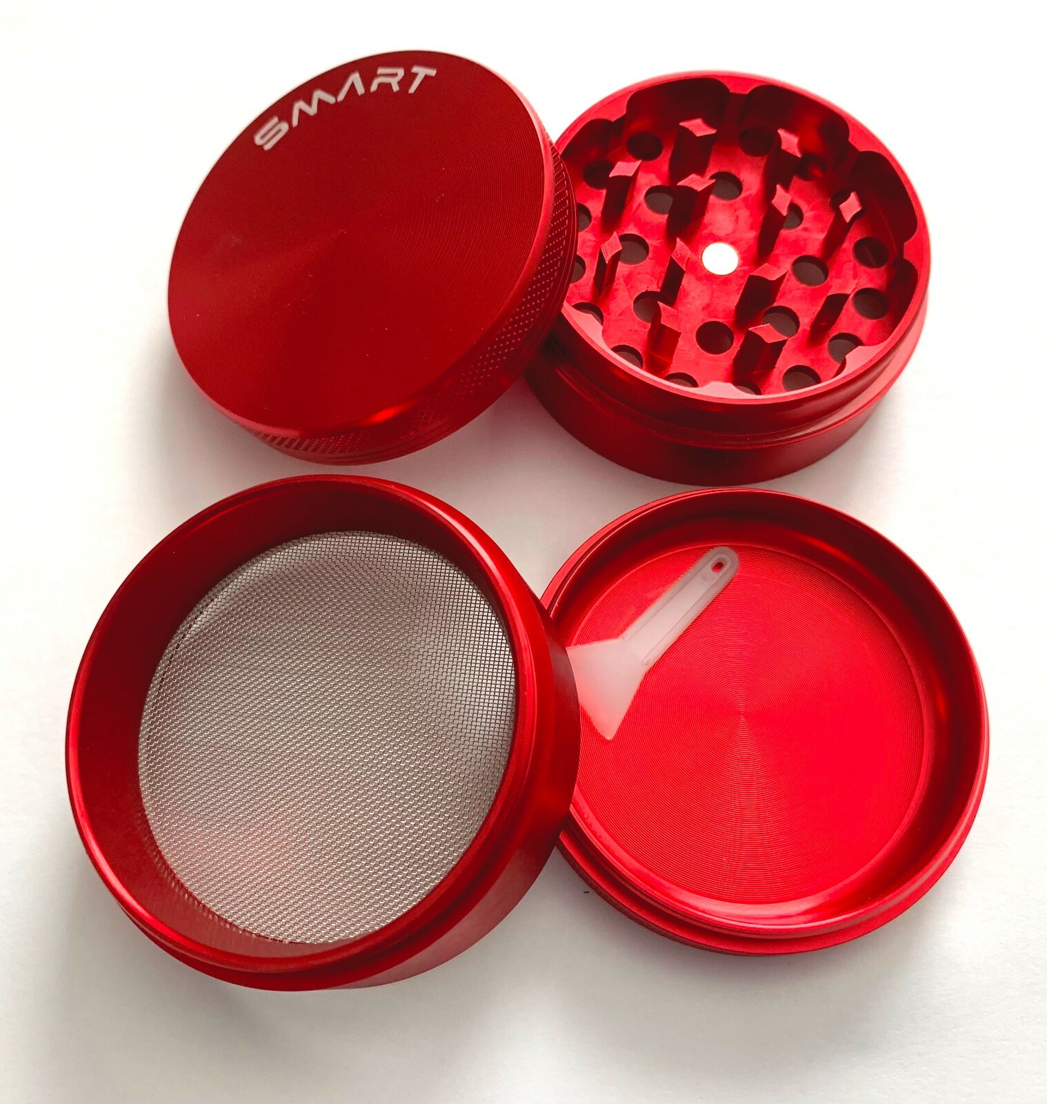 4 Piece Large Titanium Alloy Tobacco Herbal Smoke Grinder Spice Herb Crusher Red