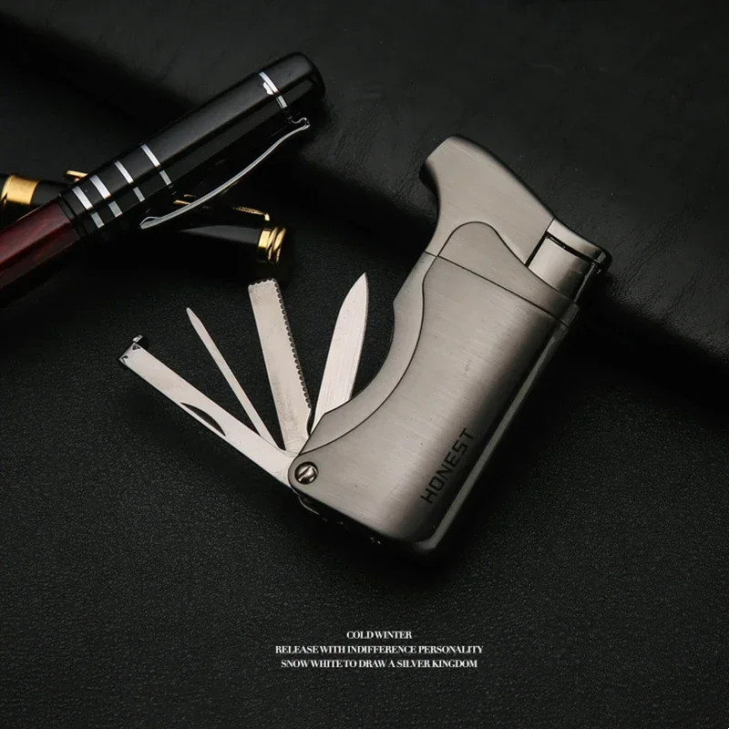 Multifunctional Cigar Lighter Windproof Jet Flame Butane Pipe Tool Portable