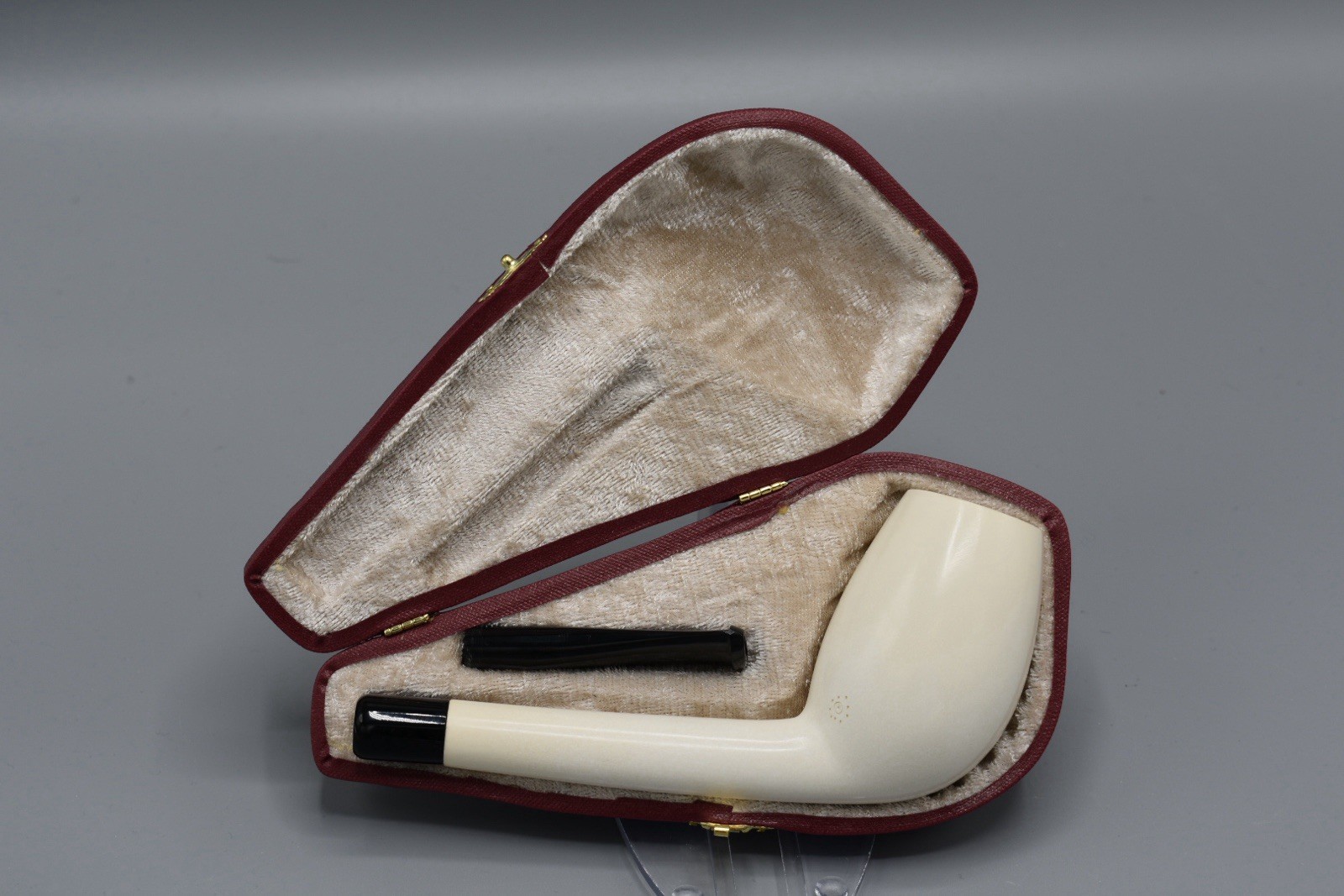 XL Smooth Devil Anse PIPE-BLOCK MEERSCHAUM-NEW-HAND CARVED W Case#1364