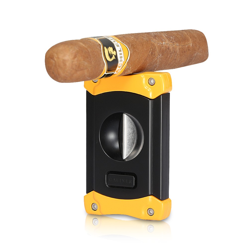 Yellow Cigar Cutter Pocket Gadgets V-Cut Cigar Knife Scissors Accessories Smoke