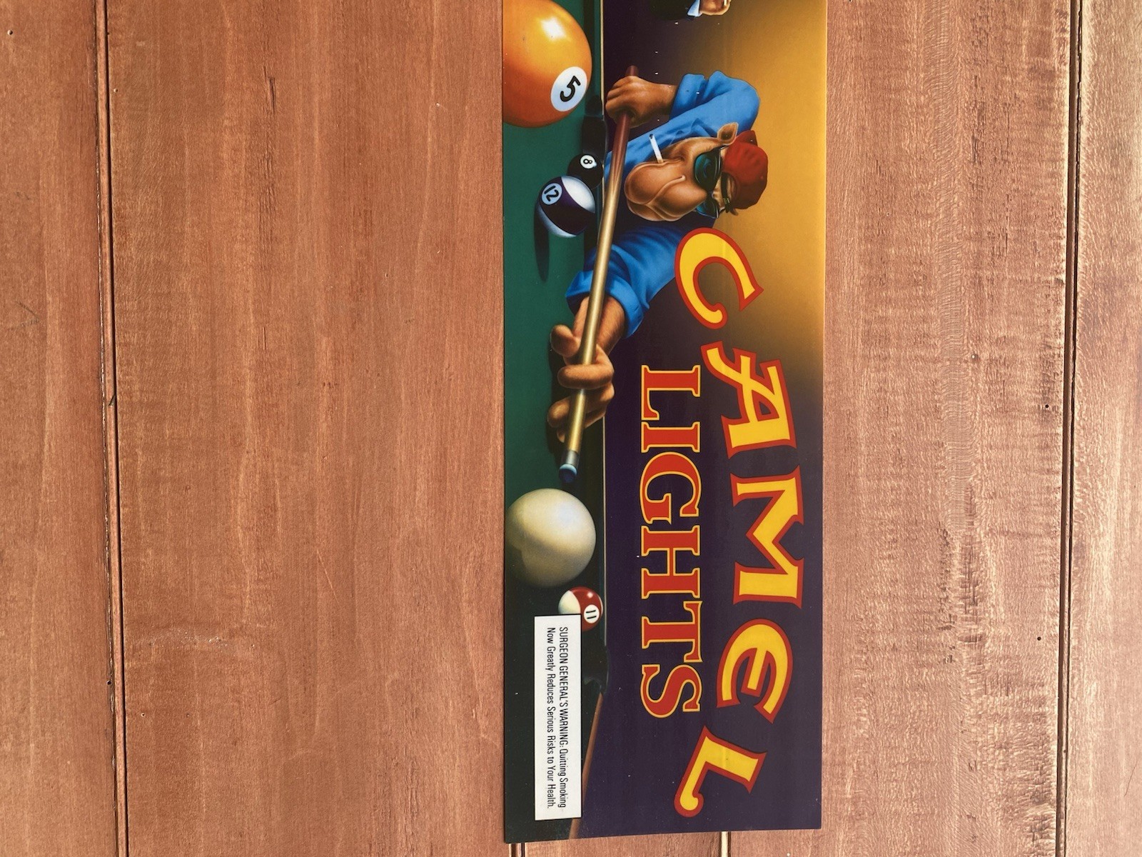 1992 Joe Camel Playing Pool, R.J. Reynolds Tobacco Advertising Sign