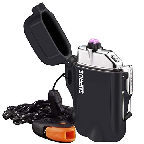 Waterproof 3 Modes of Flashlight Windproof Lighter Dual Arc Rechargeable Dual…