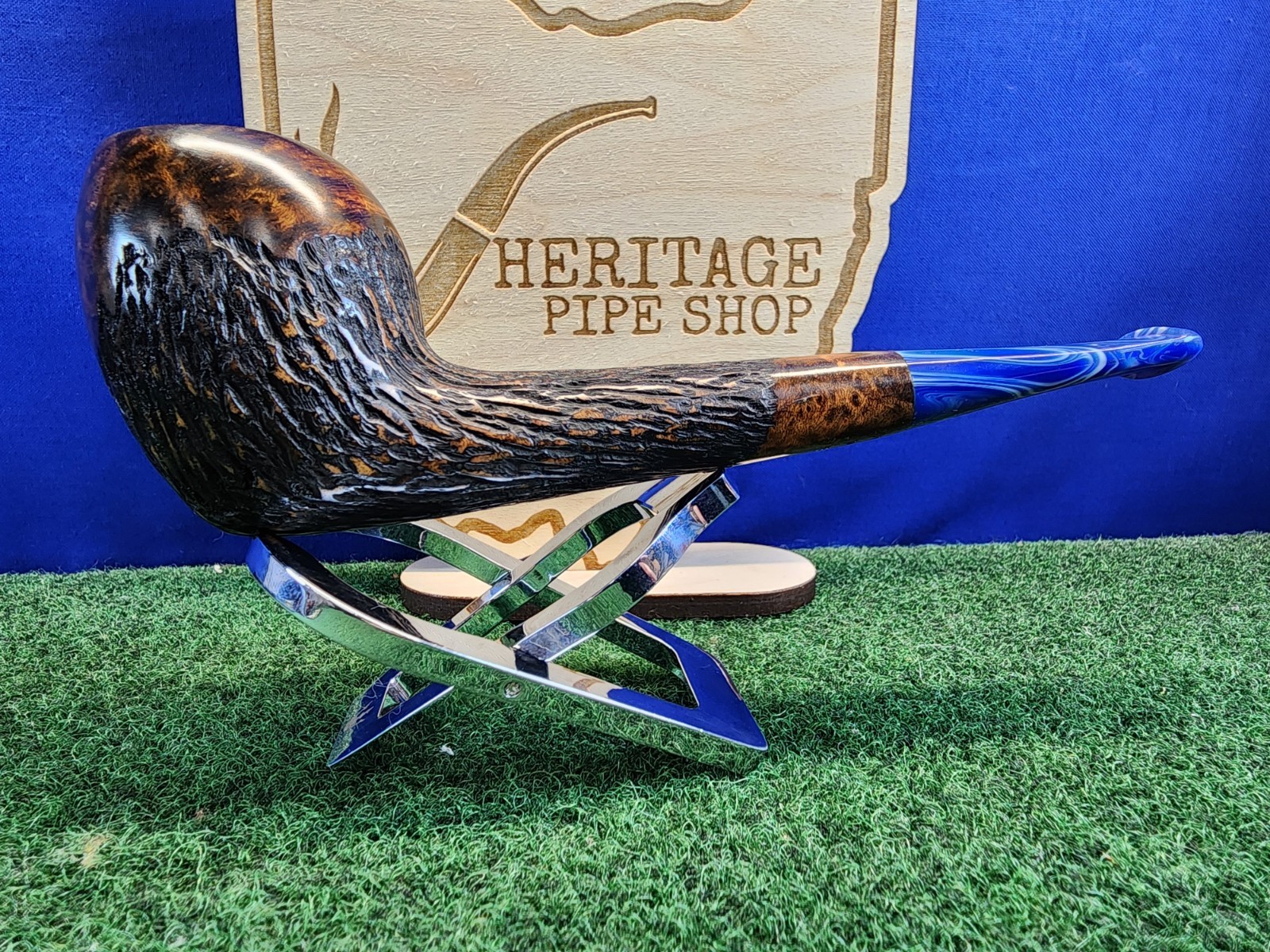 Handcrafted Worobiec Straight Rusticated Acrylic Stem Smooth Premium Briar Pipe