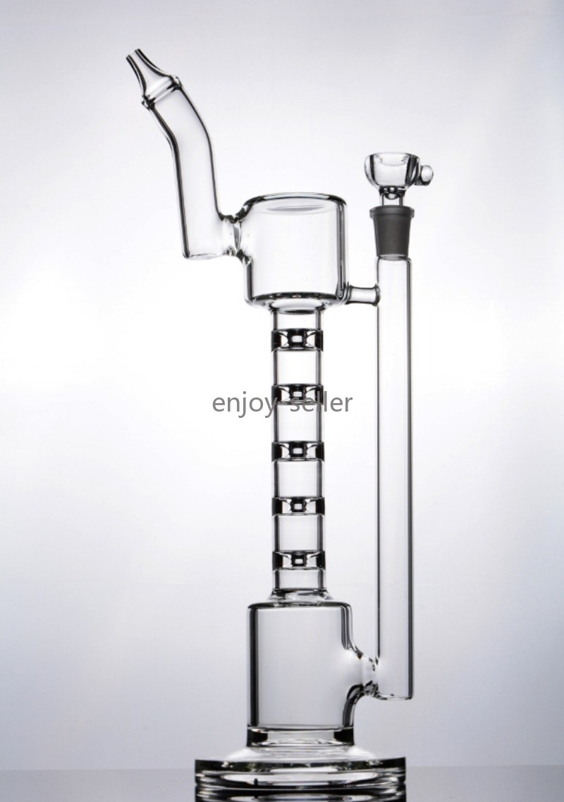 slender Retro Perc Glass Water Pipe bong Sidecar Hookah recycle Smoking Rig 14mm