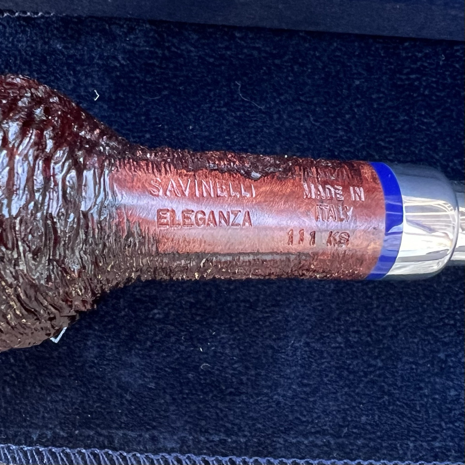 Savinelli Eleganza Rusticated Dark Brown Billiard (111 KS) 6mm Filter Pipe