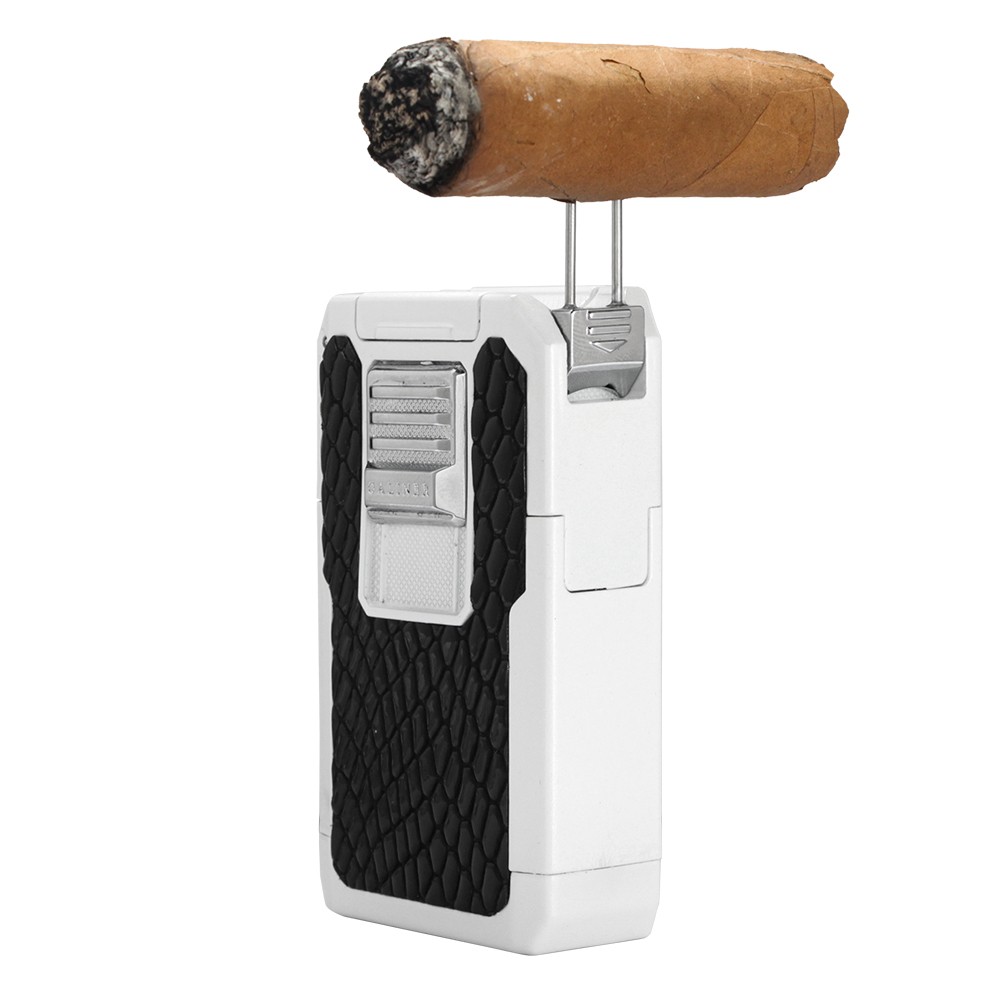 Luxury 2 Jet Torch Cigar Lighter Guillotine Cutter Holder Cigar Punch Refillable