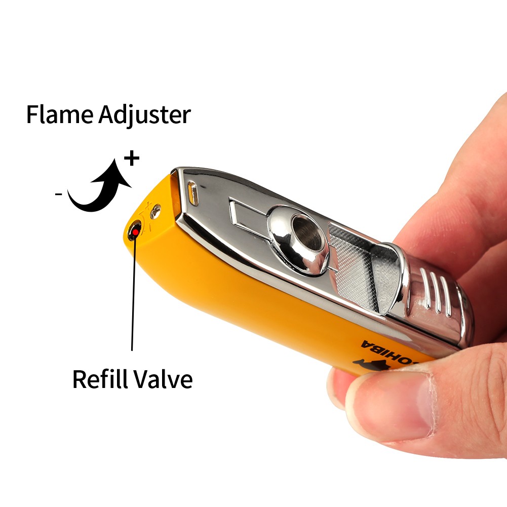 Galiner Metal 3 Torch Flame Pocket Cigar Cigarette Lighter W Punch Butane No Gas