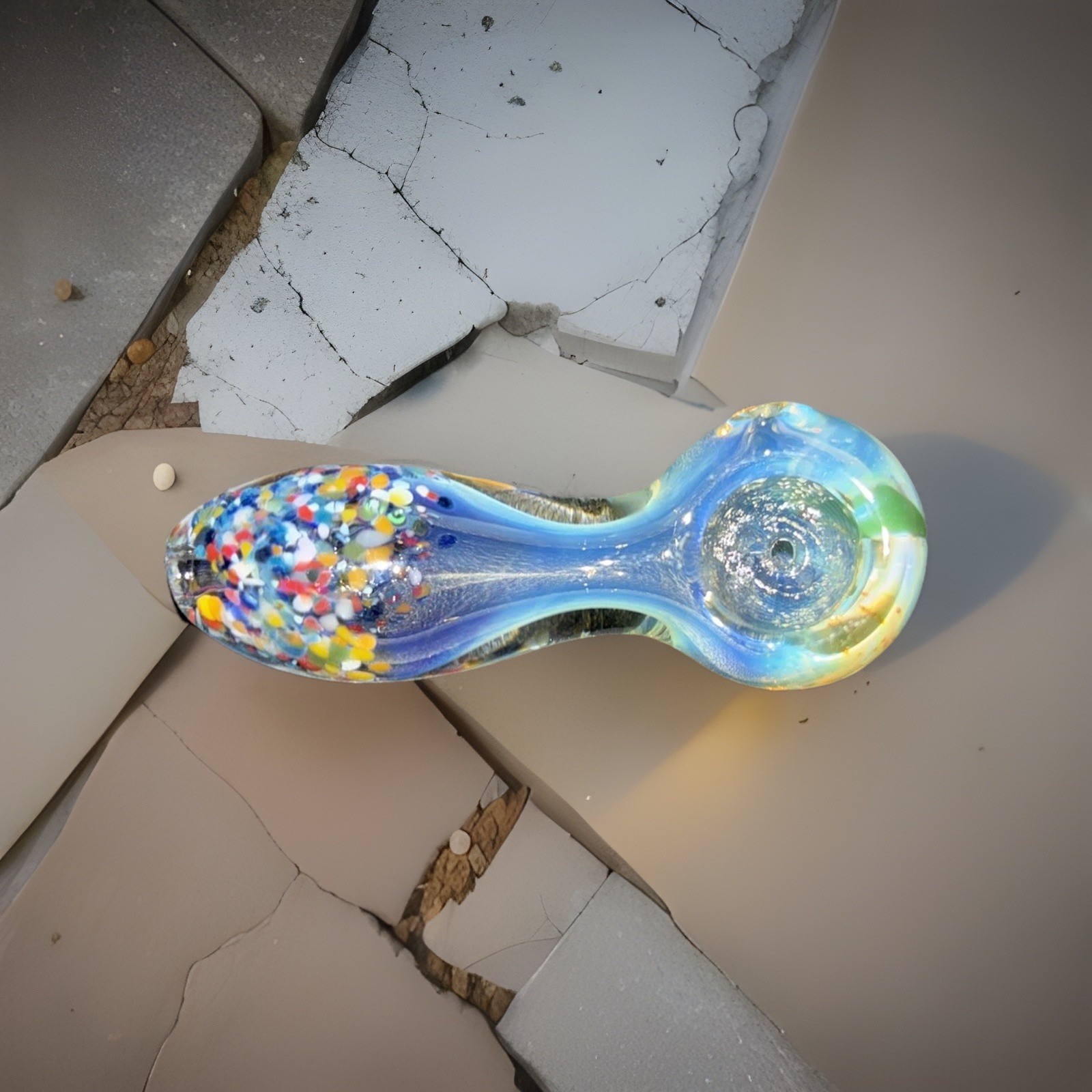 Very Thick Glass Spoon Bowl-Tobacco Pipe Heavy Fumed