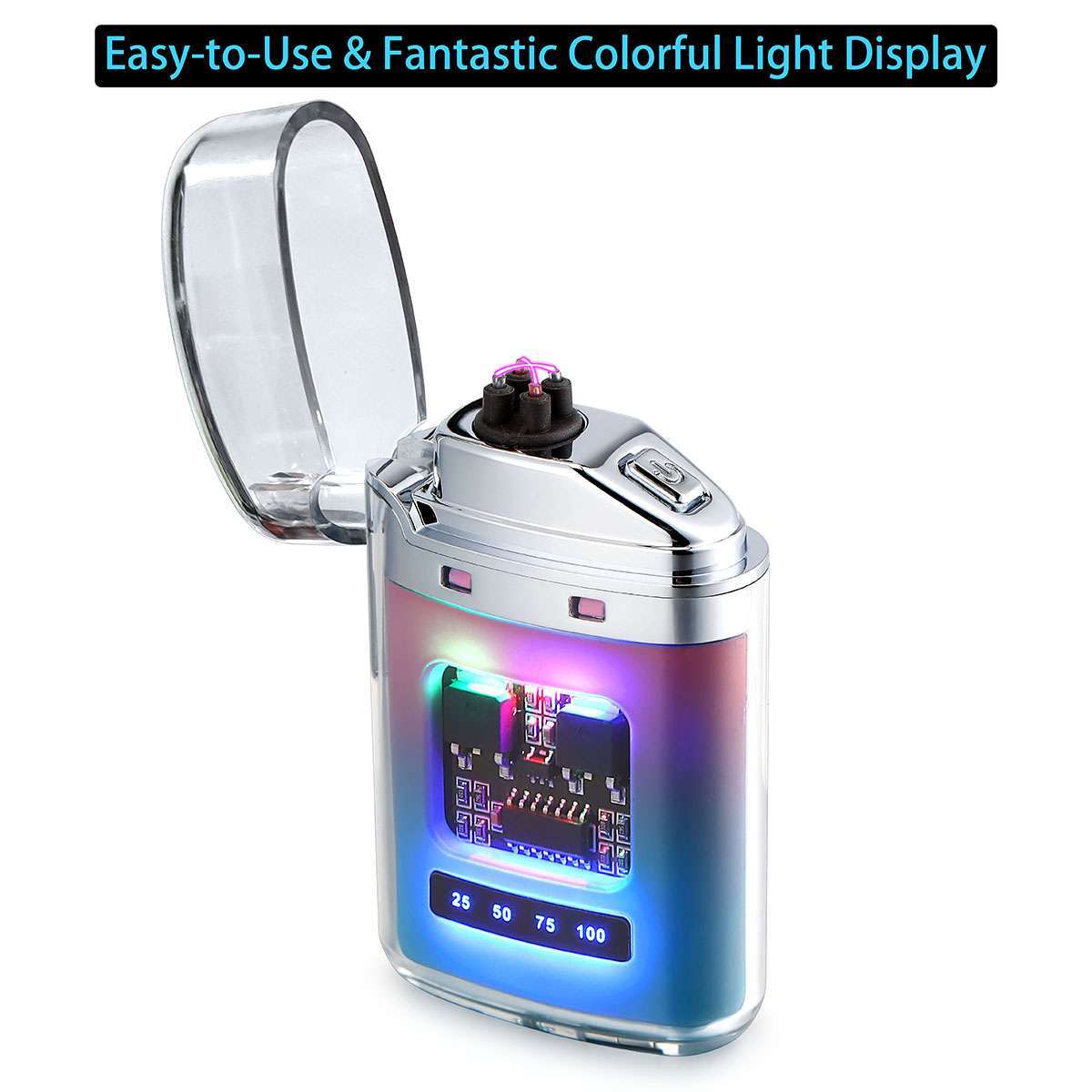 USB Rechargeable Waterproof Electric Dual Arc Plasma Flameless Windproof Lighter
