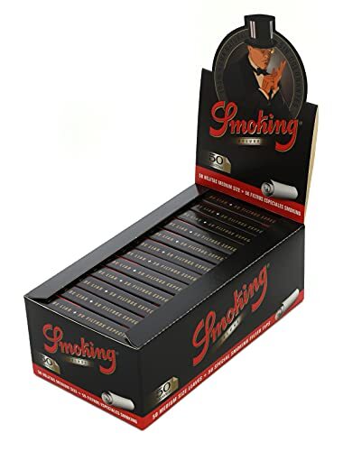 1 Box – Smoking Deluxe Medium Size 1 1/4 Rolling Paper + Tips