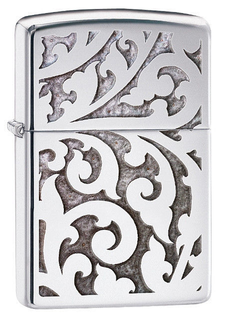 Zippo Windproof High Polished Chrome Lighter With Filigree, 28530, New In Box