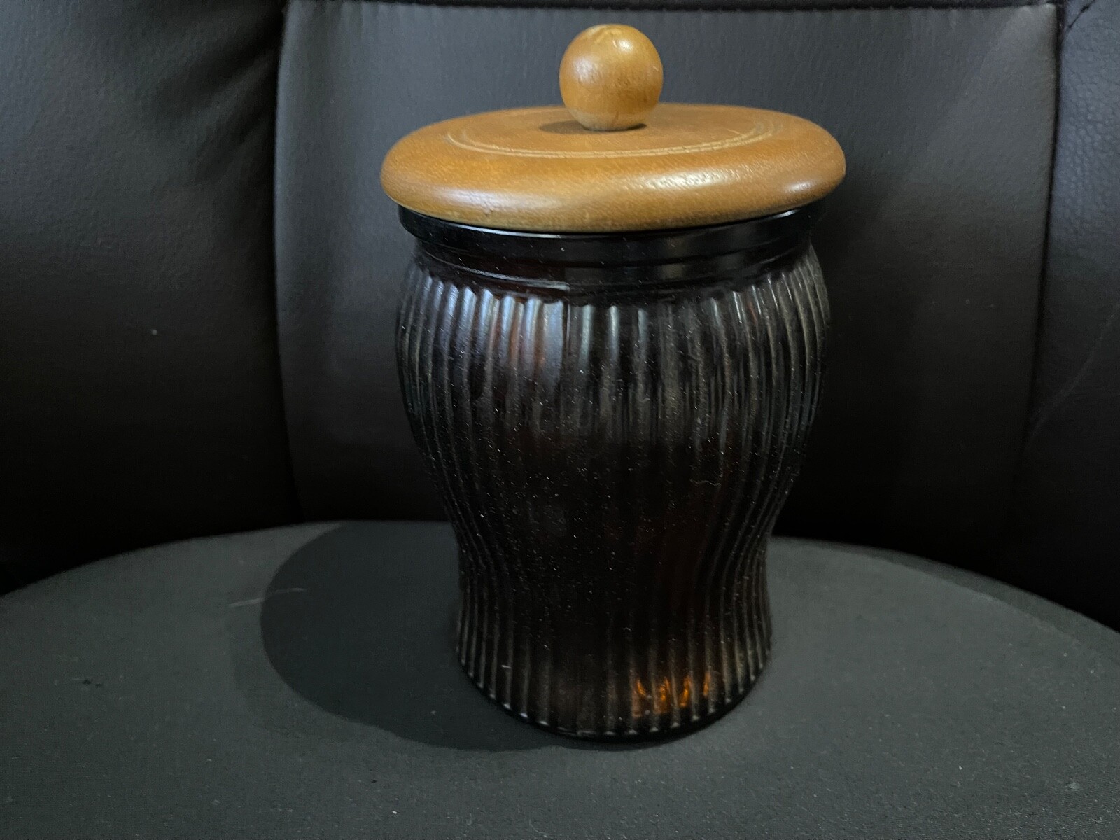 Tabacco Brown Glass Jar