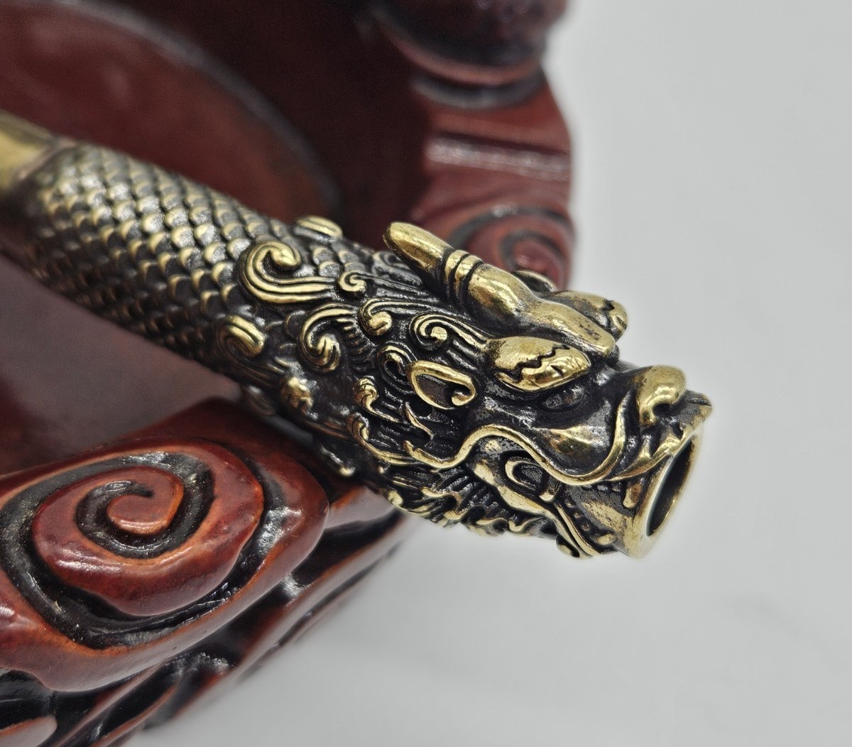 Vintage Brass Chinese Dragon Cigarette Holder Pipe 4A Gifts Collections Handmade