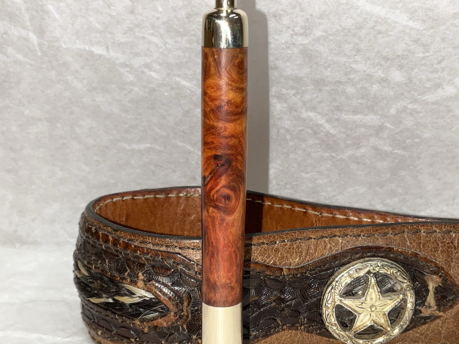 Tobacco Pipe Tamper and Pick Tool, Amboyna Burl And Brass!!