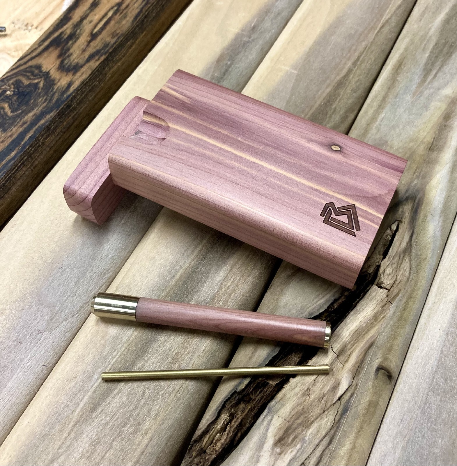 Aromatic Cedar Wood (4″) Dugout Stash Box w Bat/One Hitter Pipe & Poker