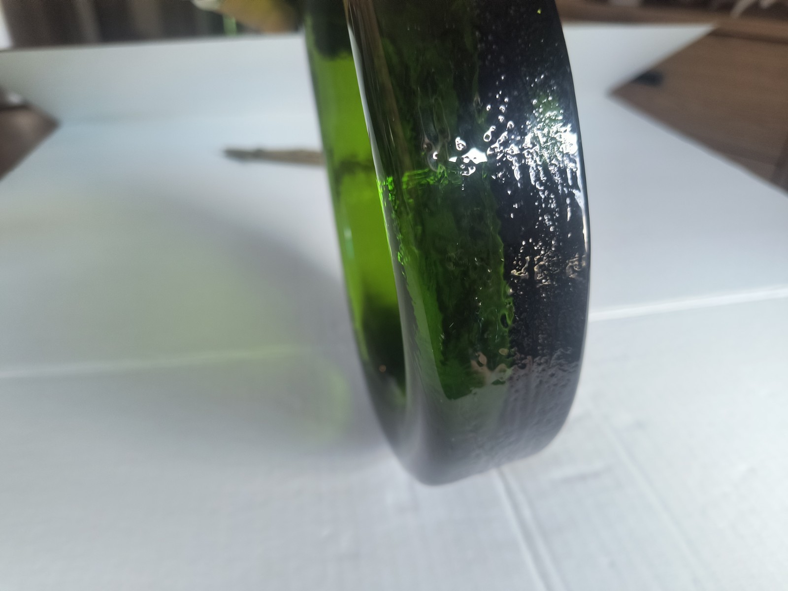 Vtg Blenko Glass Ashtray Centerpiece Round Footed Deep Forest Green Lion MCM