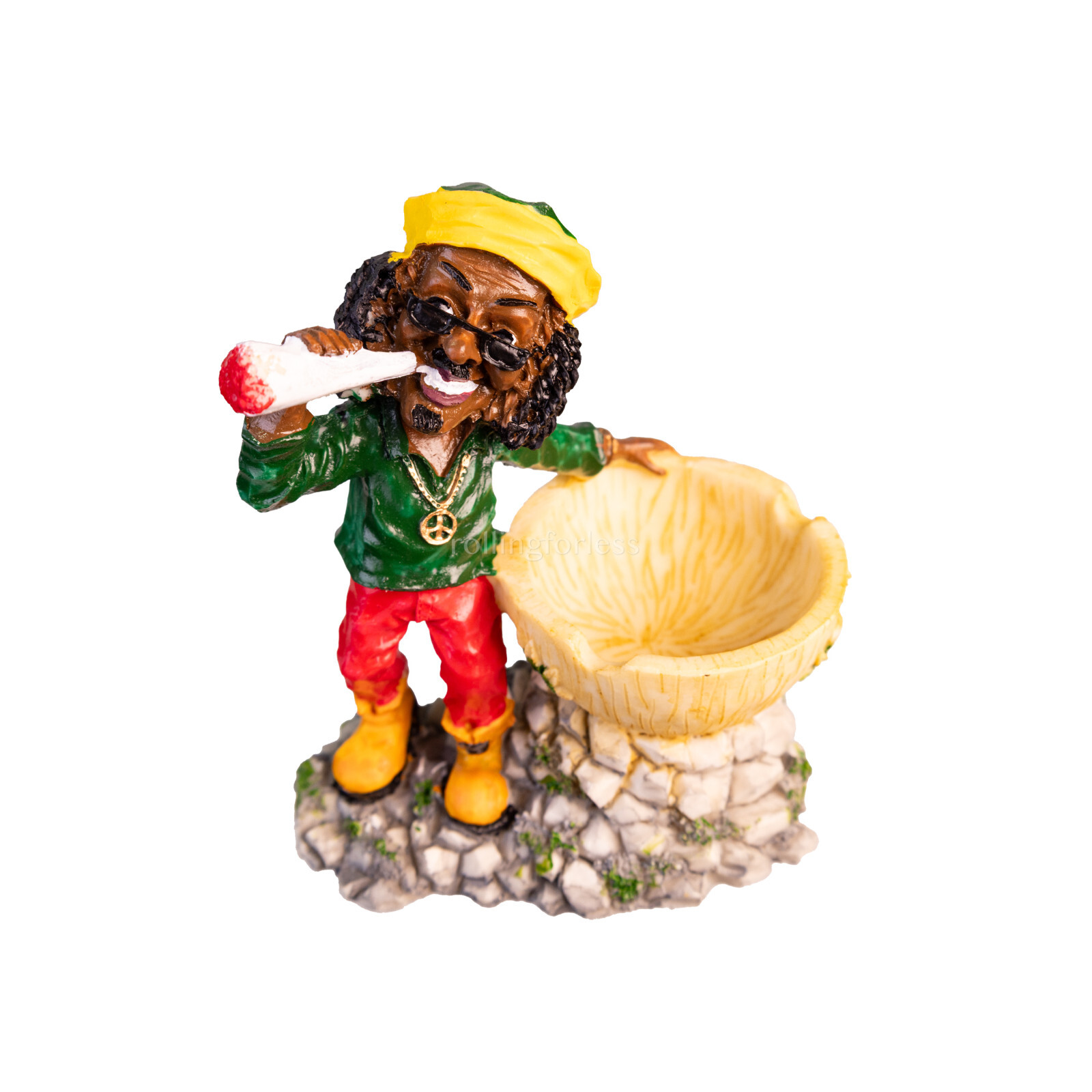 4.75″ Small Rasta Jamaican Man Holding Bowl Polyresin Ashtray Decoration | #7